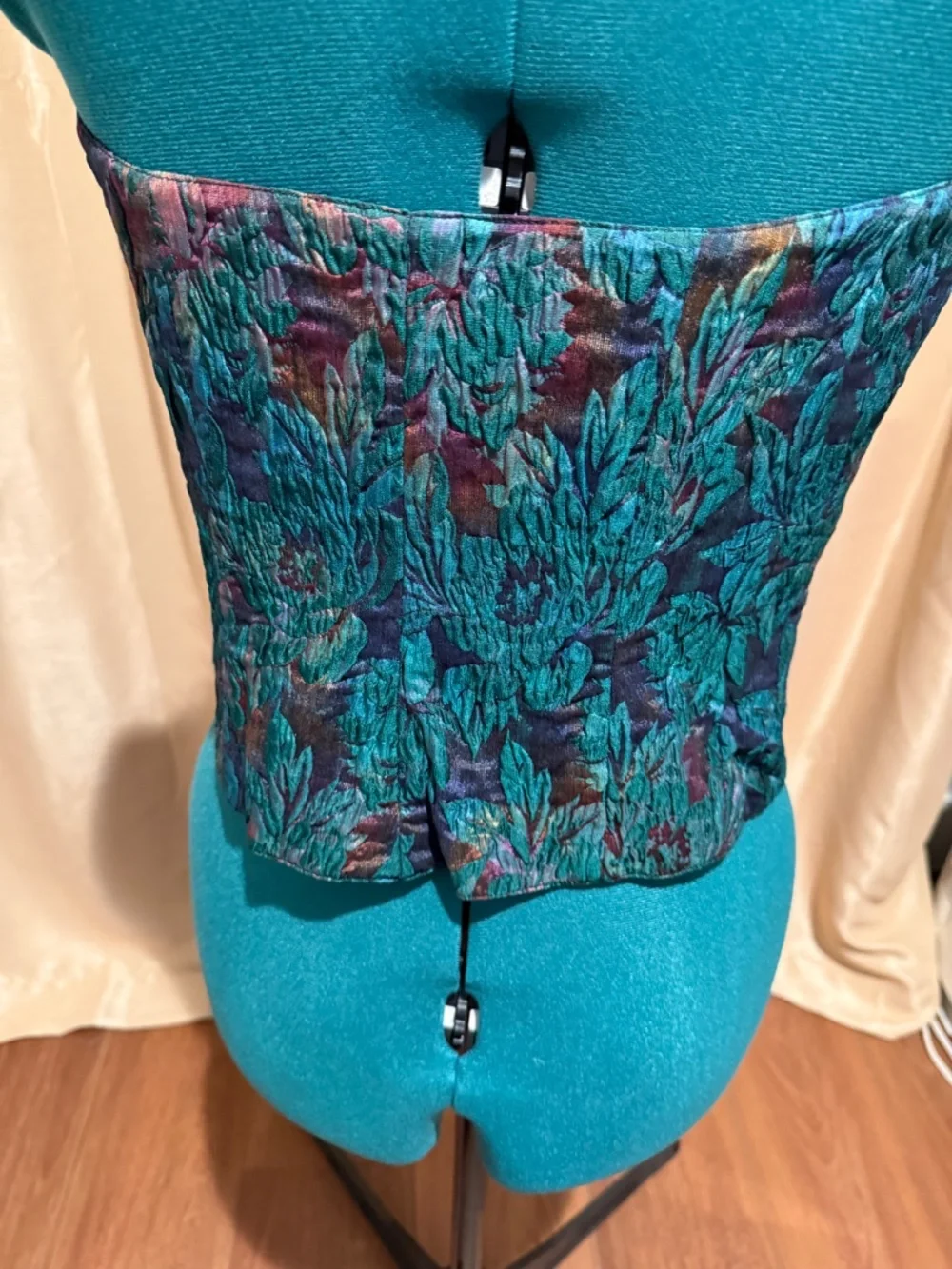 Vintage Lady Mila Florence Italy Brocade 2-Piece Strapless Corset Top & Skirt